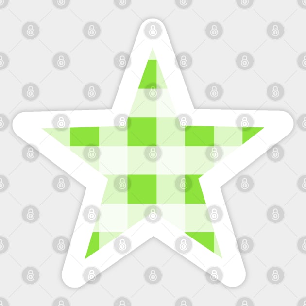 Apple Green and White Buffalo Plaid Star Sticker by bumblefuzzies